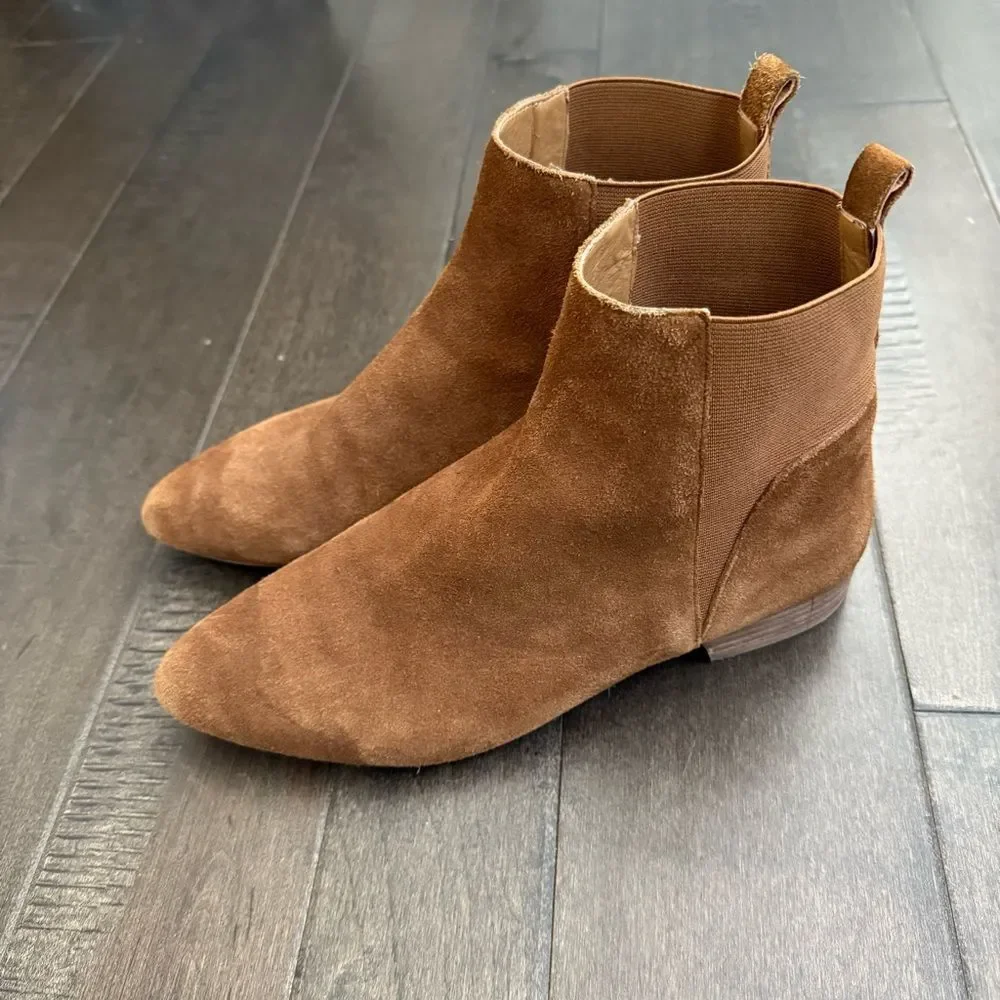 Lucky Brand Gleldo Leather Suede Ankle Boots Booties 9 Brown